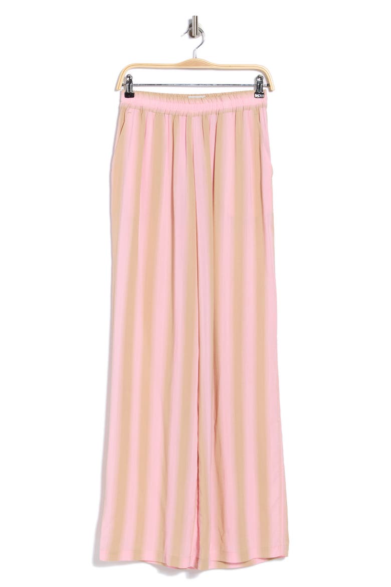 Wide Leg Striped Cotton Trousers, Alternate, color, PINK