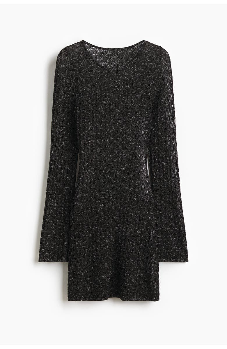 H&M Shimmering Pointelle-knit Top, Main, color, Black