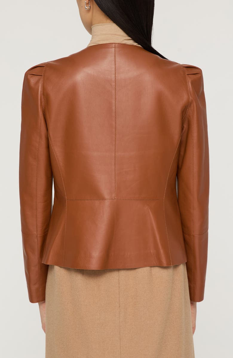 Lafayette 148 New York Puff Shoulder Lambskin Leather Jacket, Alternate, color, Copper