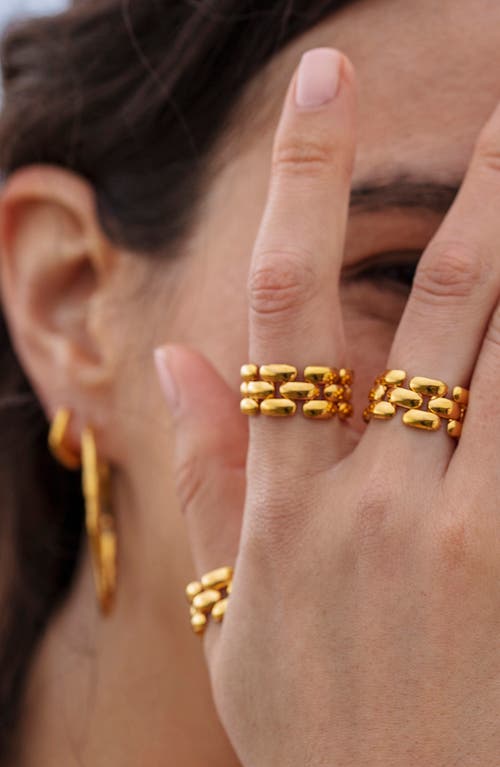 Shop Monica Vinader Heirloom Woven Chain Ring In 18ct Gold On Sterling Silver