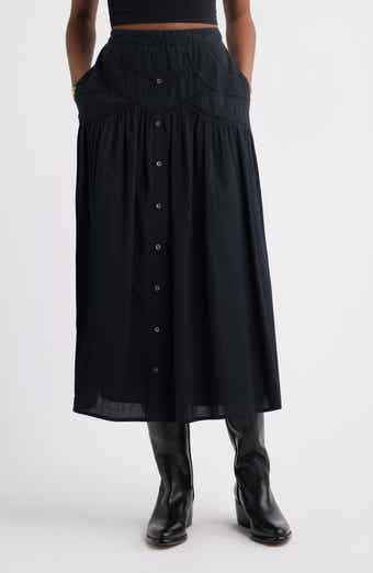 Treasure & Bond Pintuck Cotton Midi Skirt