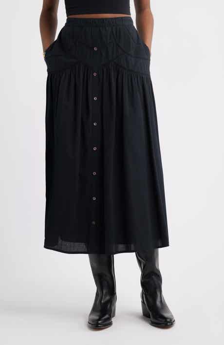 Treasure & Bond Pintuck Cotton Midi Skirt