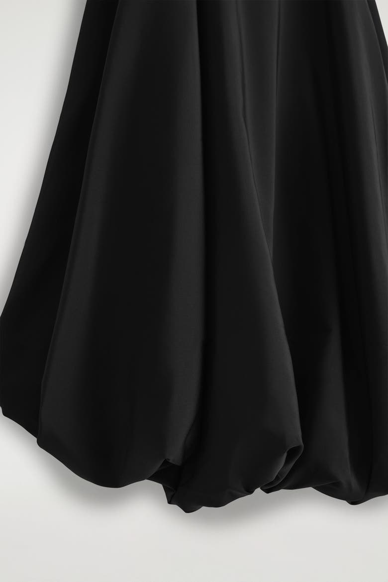 Bubble-Hem Midi Dress, Alternate, color, BLACK