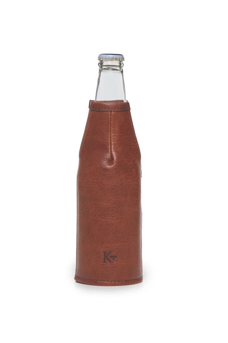 Dale Leather Beverage Coozie, Main, color, Chocolate