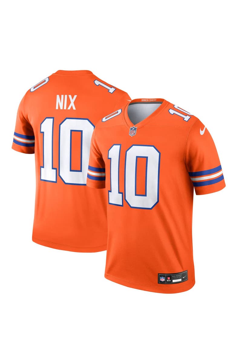 Nike Men's Nike Bo Nix Orange Denver Broncos Alternate Legend Player Performance Top, Main, color, Orange