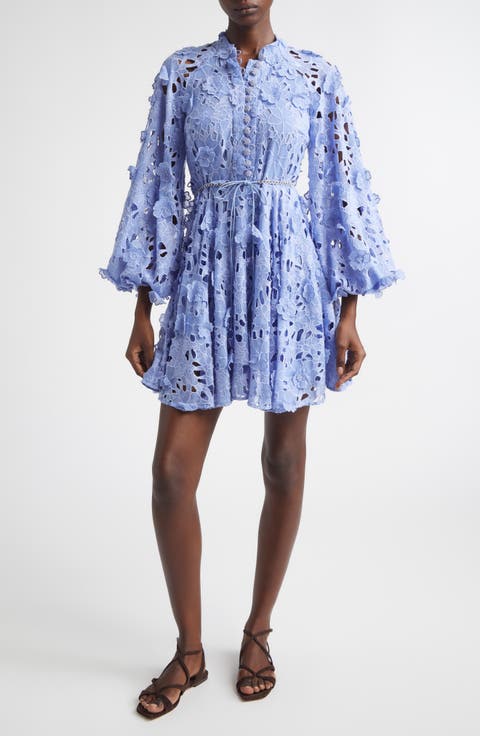 Patience Embroidered Long Sleeve Eyelet Minidress (Regular & Petite)