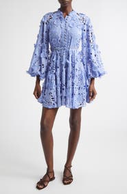 Zimmermann Patience Embroidered Long Sleeve Eyelet Minidress