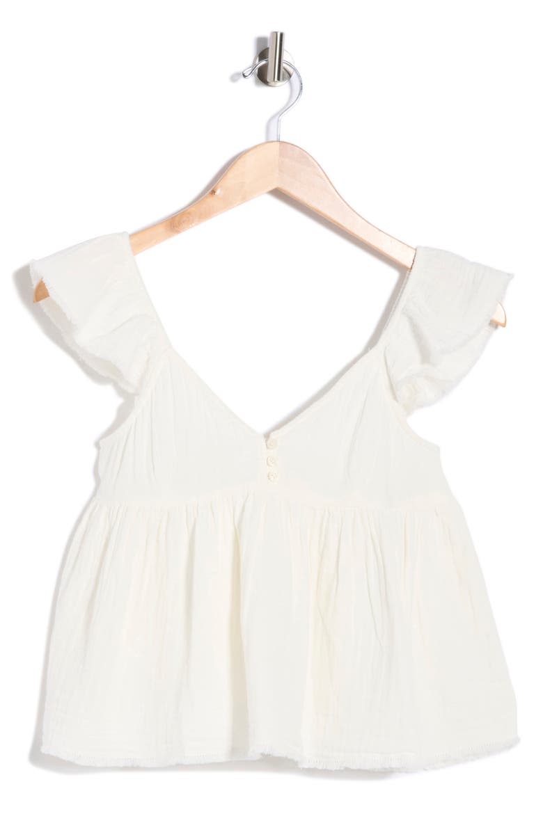 Cotton Gauze Flutter Sleeve Babydoll Top, Main, color, IVORY