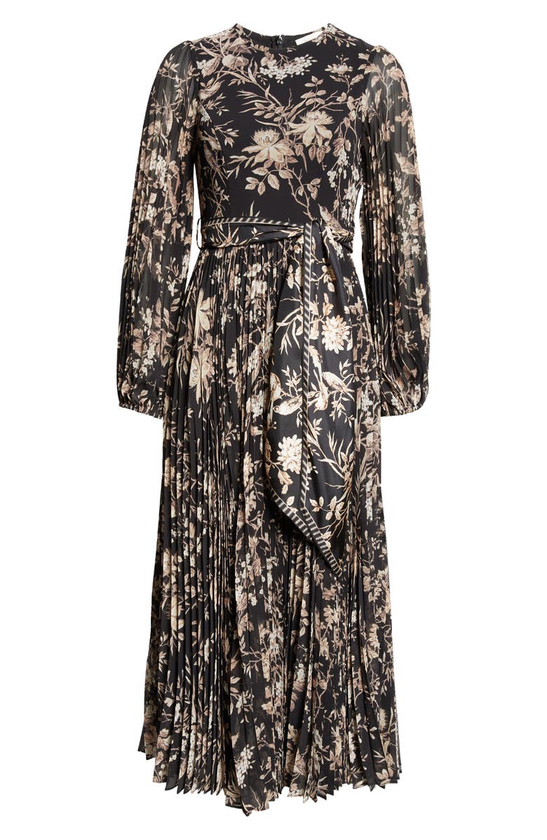 Zimmermann Sunray Long Sleeve Pleated Midi Dress, Alternate, color,