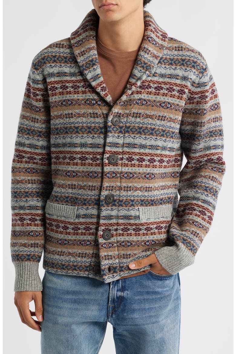 Men's Wool Blend Shawl Collar Cardigan, Alternate, color, HEATHER GREY