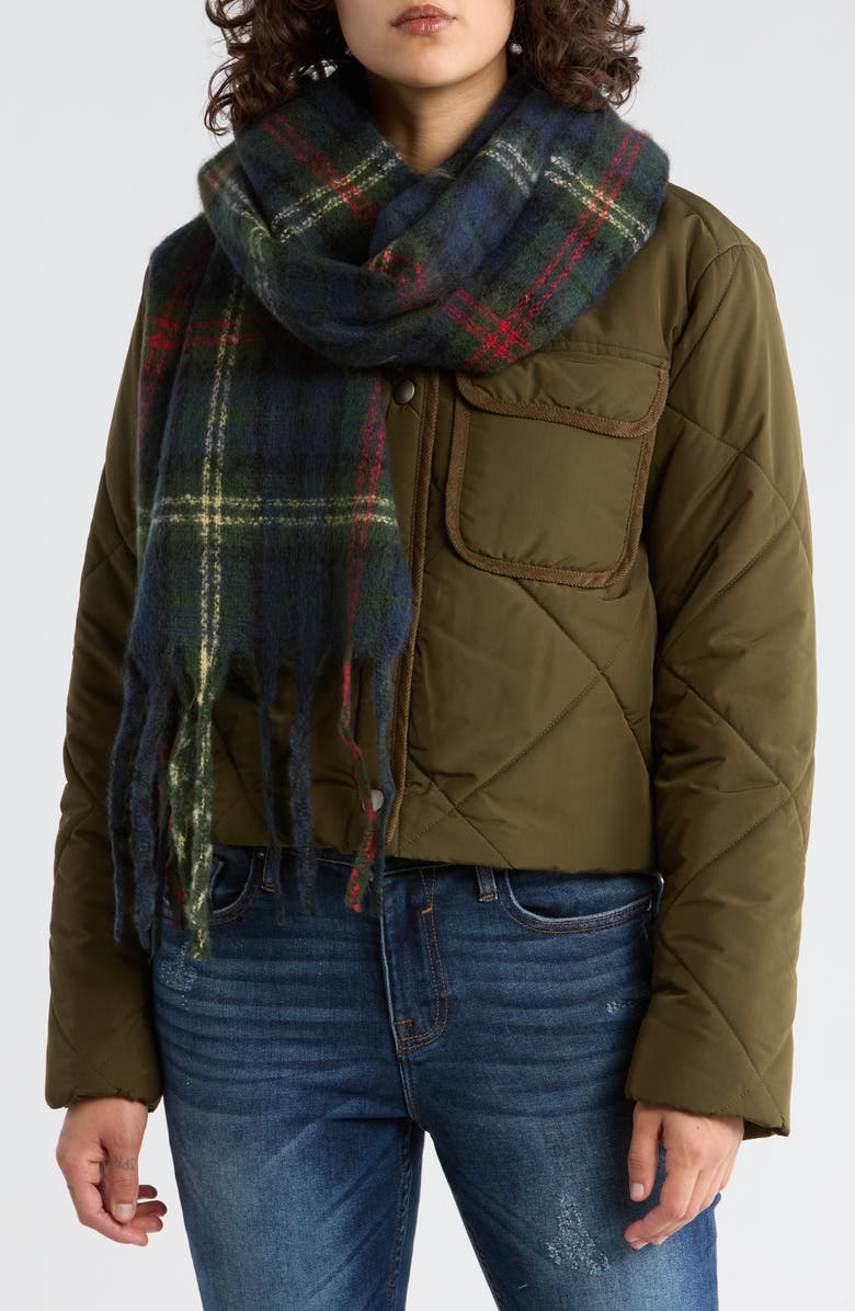 Tasha Combo Plaid Scarf, Main, color, Green Multi