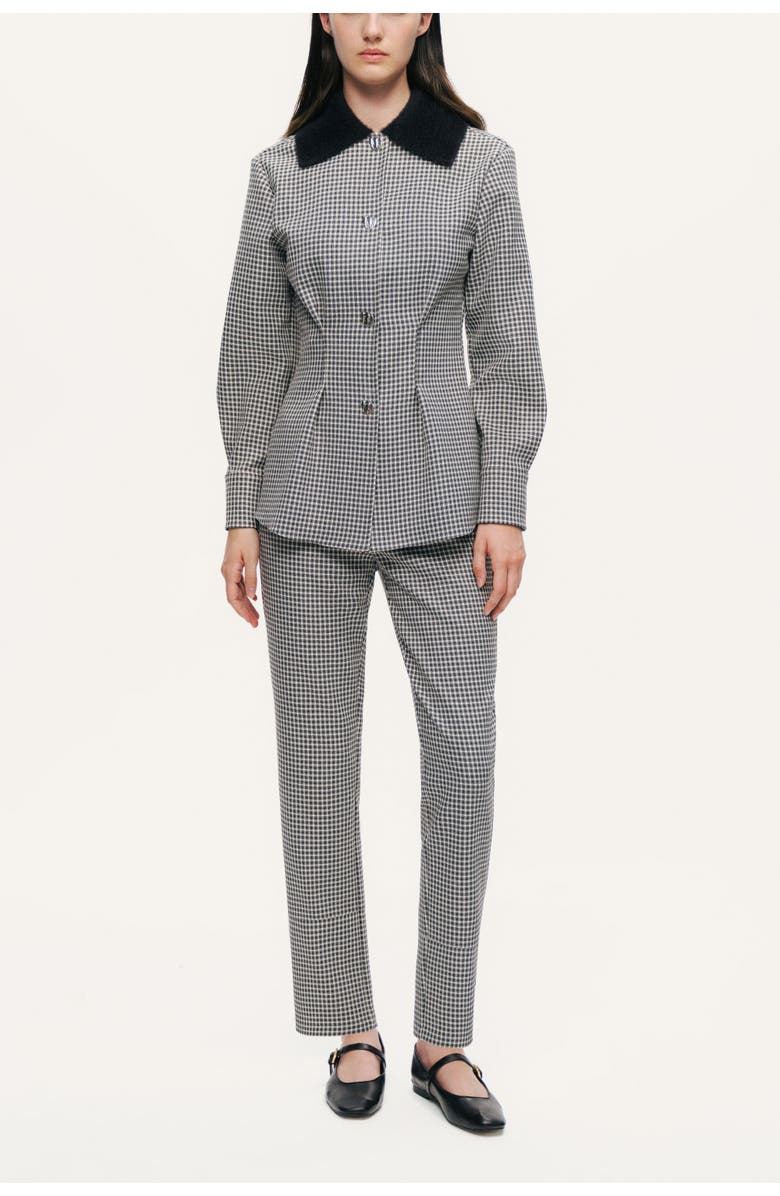 Nocturne Corset-Back Checked Sculpted Shirt, Alternate, color, Multi-Colored