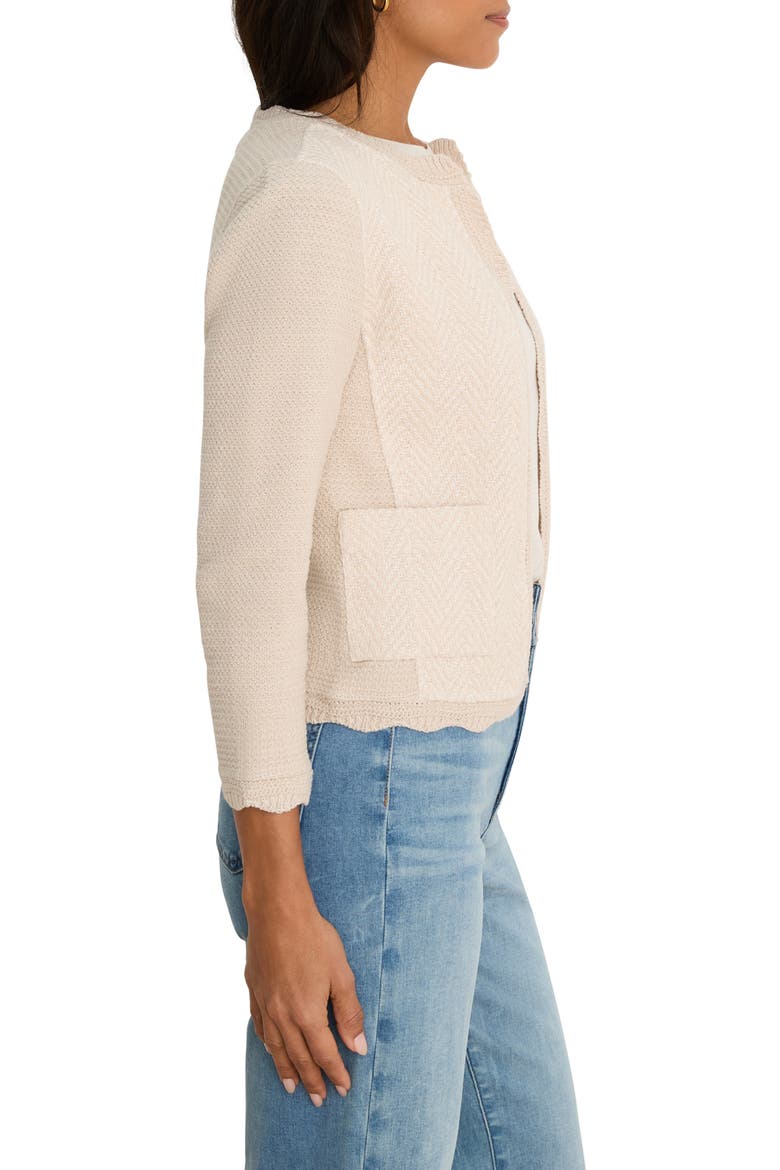 Scallop Trim Mixed Media Jacket, Alternate, color, MACADAMIA