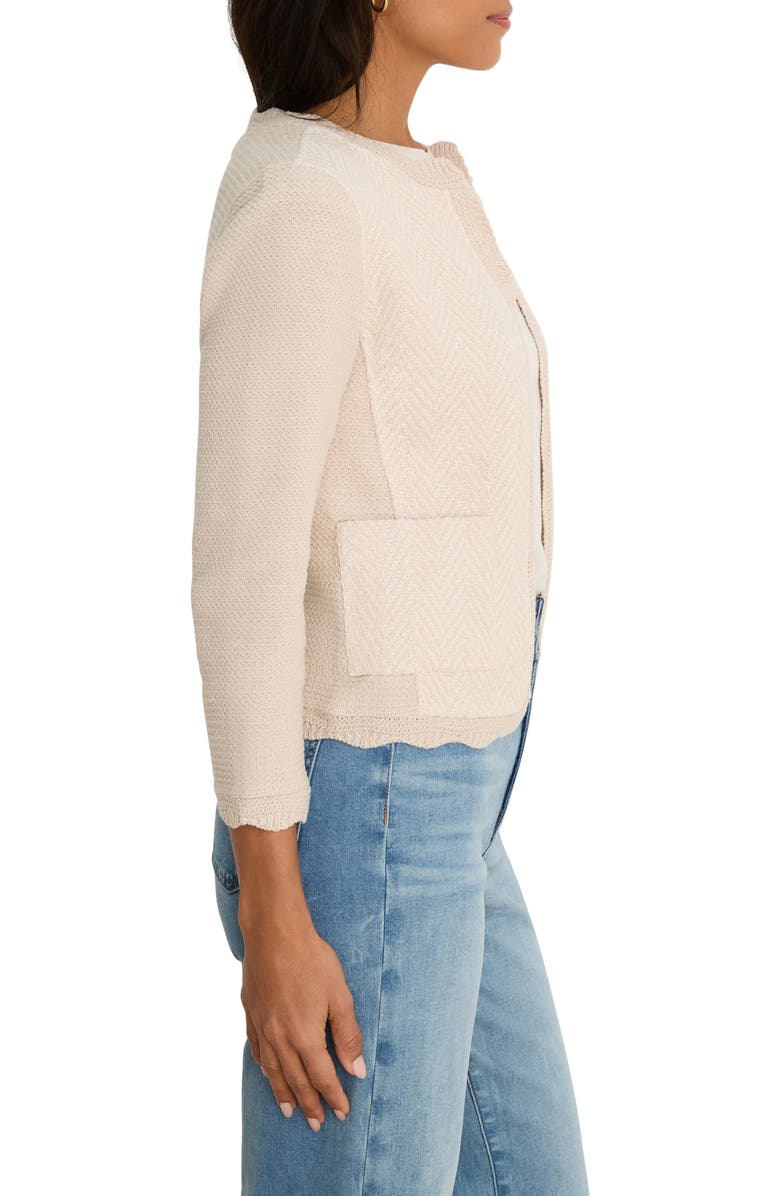 NIC+ZOE Scallop Trim Mixed Media Jacket, Alternate, color, Macadamia