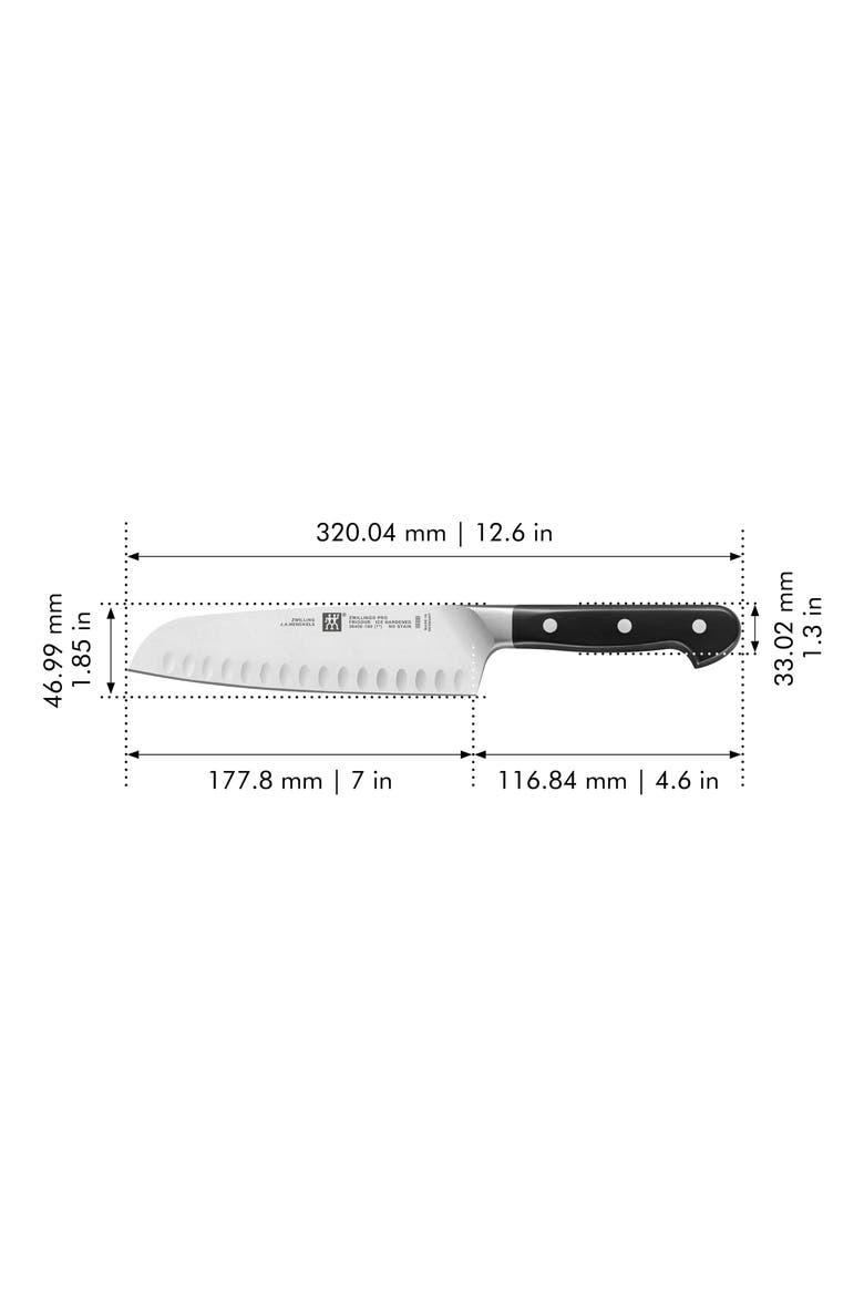 Pro 7-Inch Hollow Edge Rocking Santoku Knife, Alternate, color, BLACK