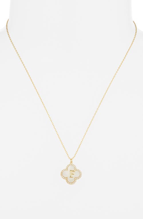 Argento Vivo Sterling Silver Clover Mother-of-pearl Initial Pendant Necklace In Gold