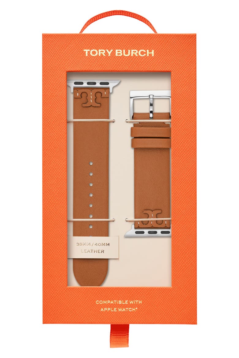 McGraw Leather Apple Watch® Watchband, Alternate, color, BROWN