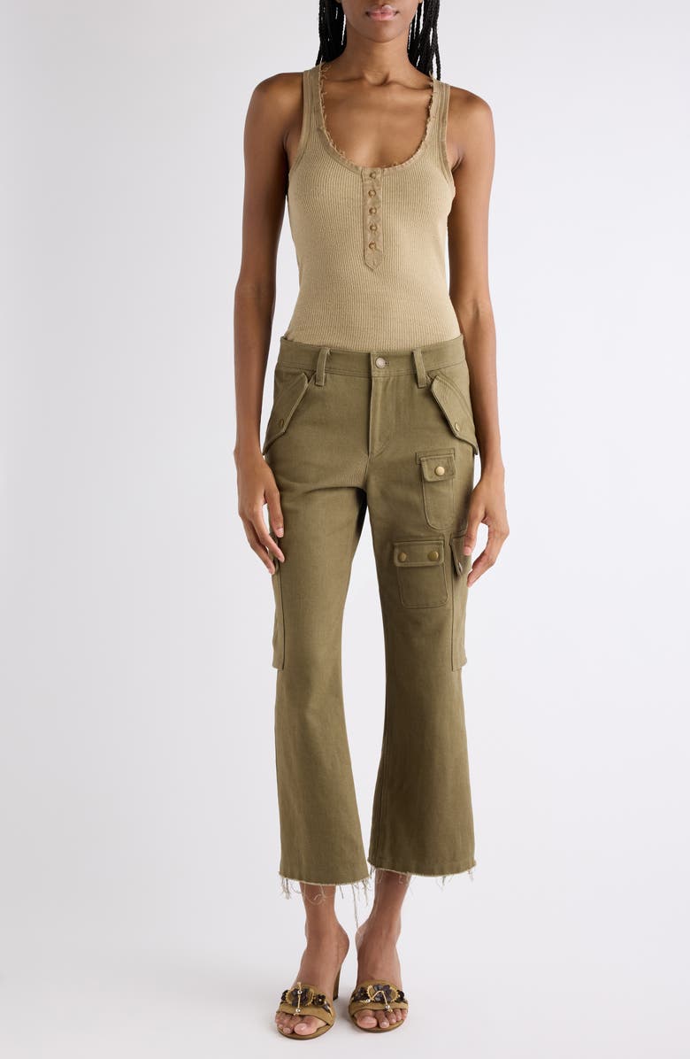 Isabel Marant Helma Raw Edge Silk Jersey Henley Tank, Alternate, color, Light Bronze