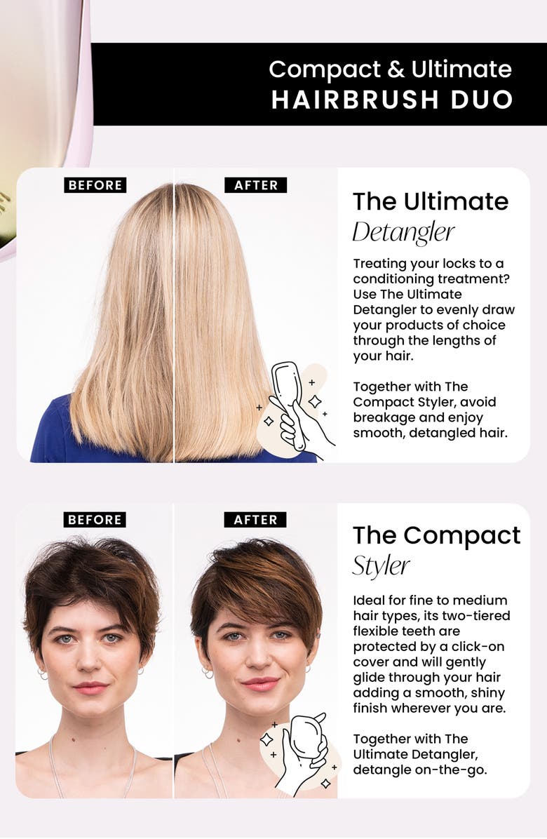 Tangle Teezer Compact & Ultimate Hairbrush Set $33 Value, Alternate, color, Rosebud/ Chrome