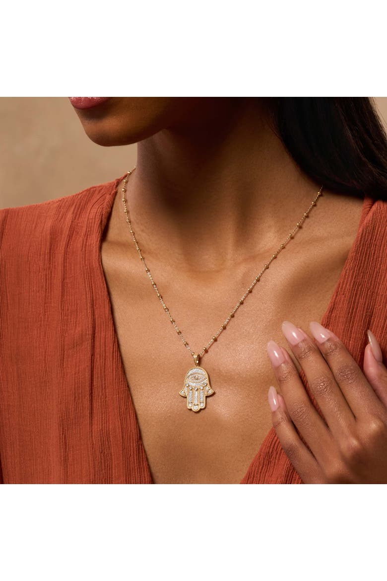 Inspired Action Gold Evil Eye & Hamsa Hand Necklace, Alternate, color, Gold
