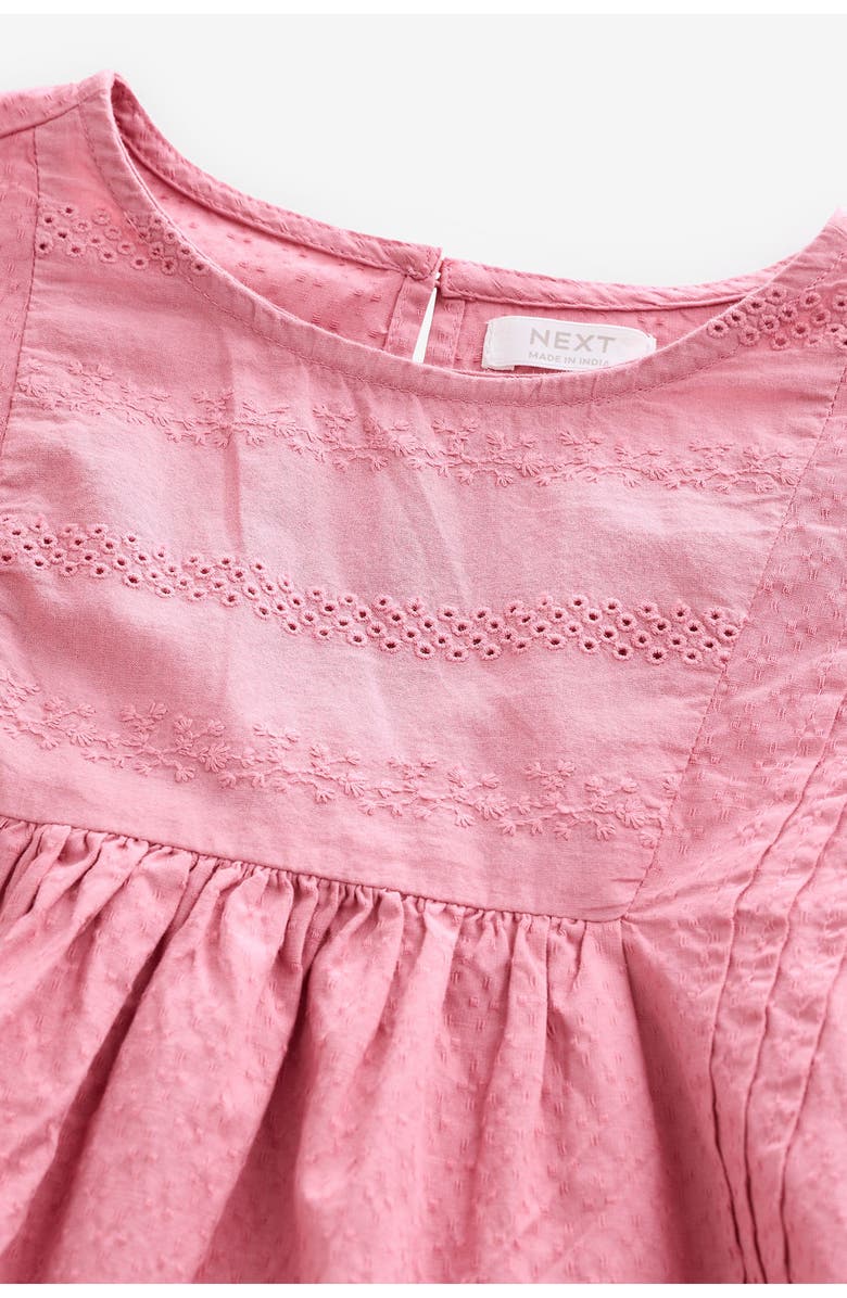 NEXT Kids' Embroidered Cotton Ruffle Shoulder Top, Alternate, color, 