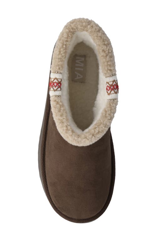 Mia Iceland Faux Shearling Platform Bootie In Brown
