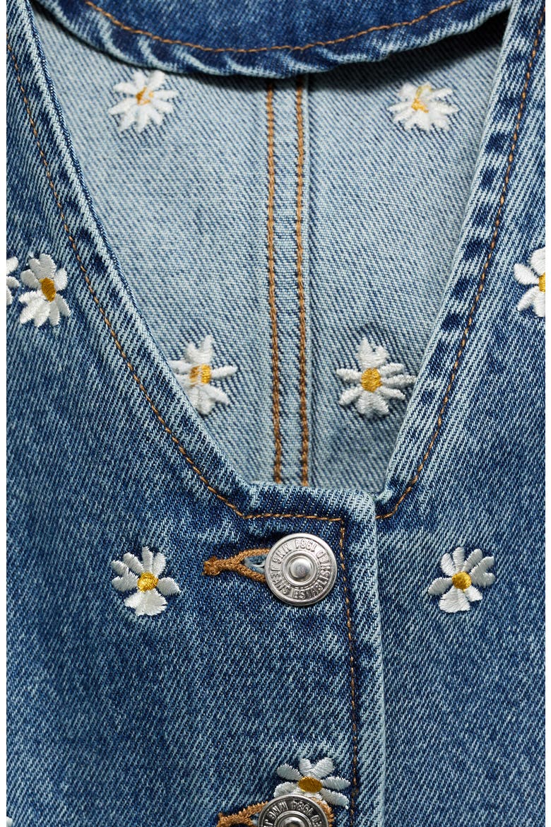 Massy Daisy Embroidered Denim Crop Vest, Alternate, color, MEDIUM BLUE