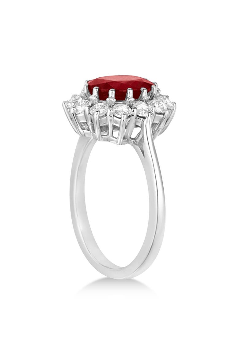 Oval Lab Ruby and Diamond Ring 14k, Alternate, color, 3.60ct/White Gold