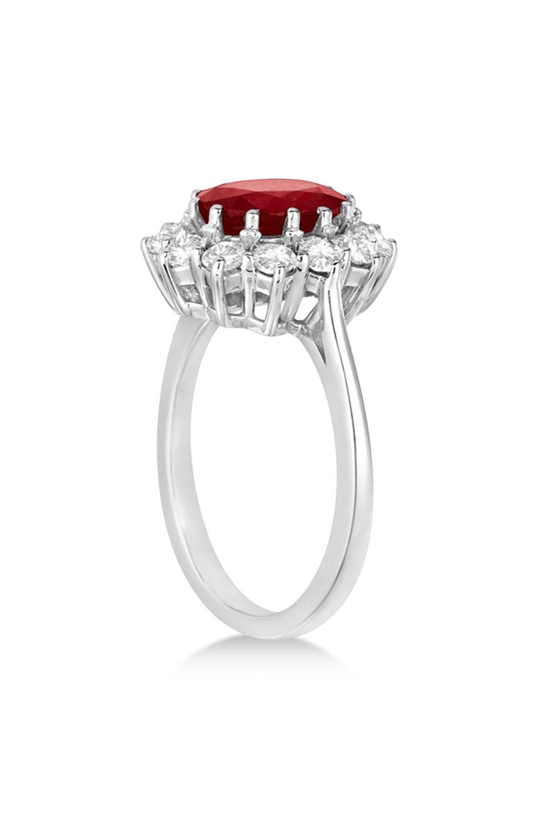 ALLUREZ Oval Lab Ruby and Diamond Ring 14k, Alternate, color, 3.60Ct/White Gold