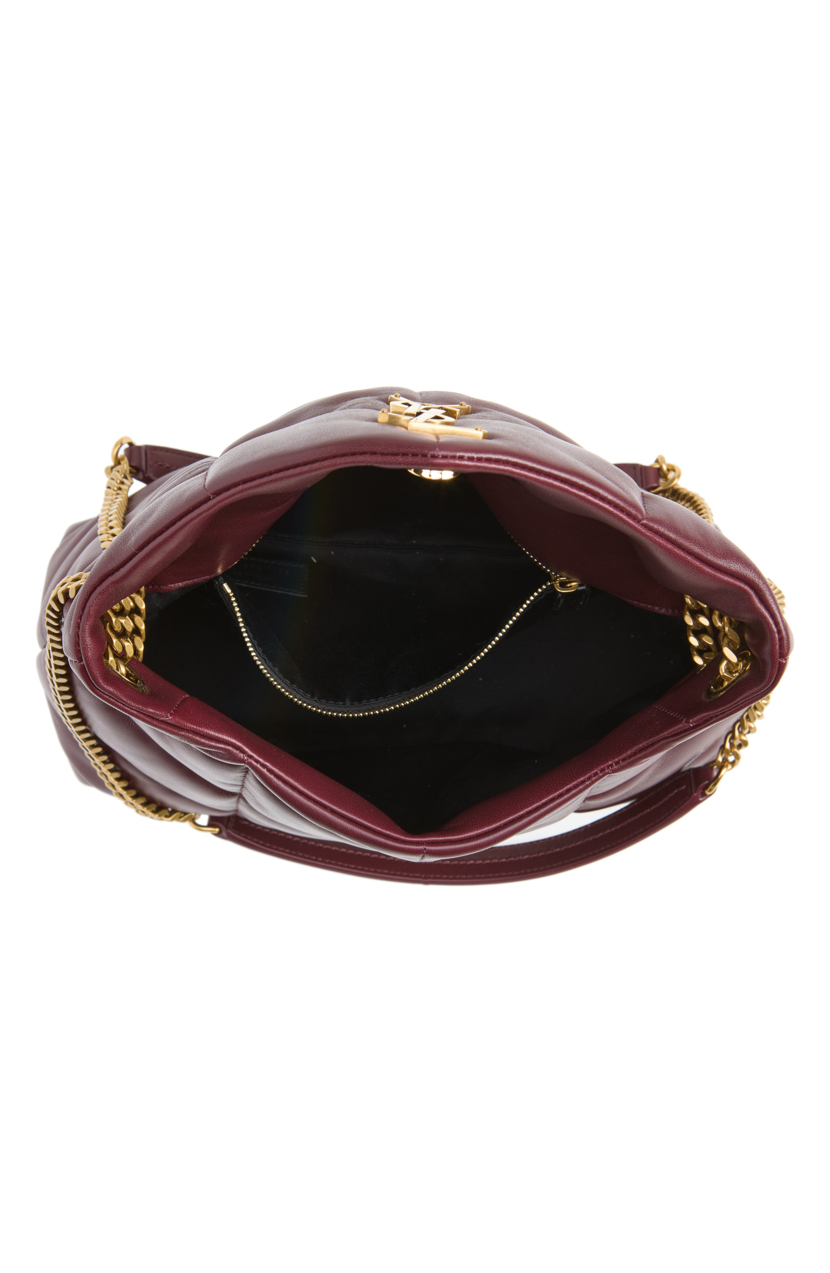 Small Loulou Leather Puffer Bag, Alternate, color, ROUGE CABERNET