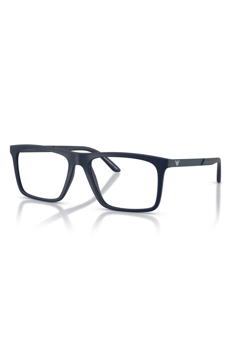 Emporio Armani 55mm Square Optical Glasses, Alternate, color, Matte Blue / Demo Lens