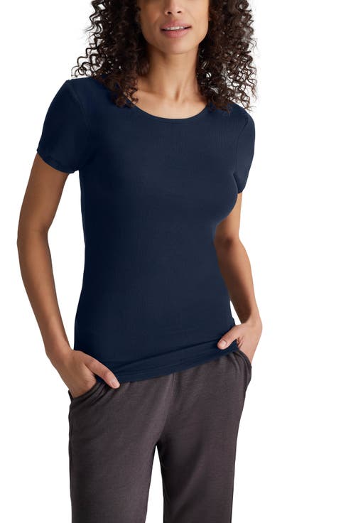 Micro Rib Cap Sleeve T-shirt