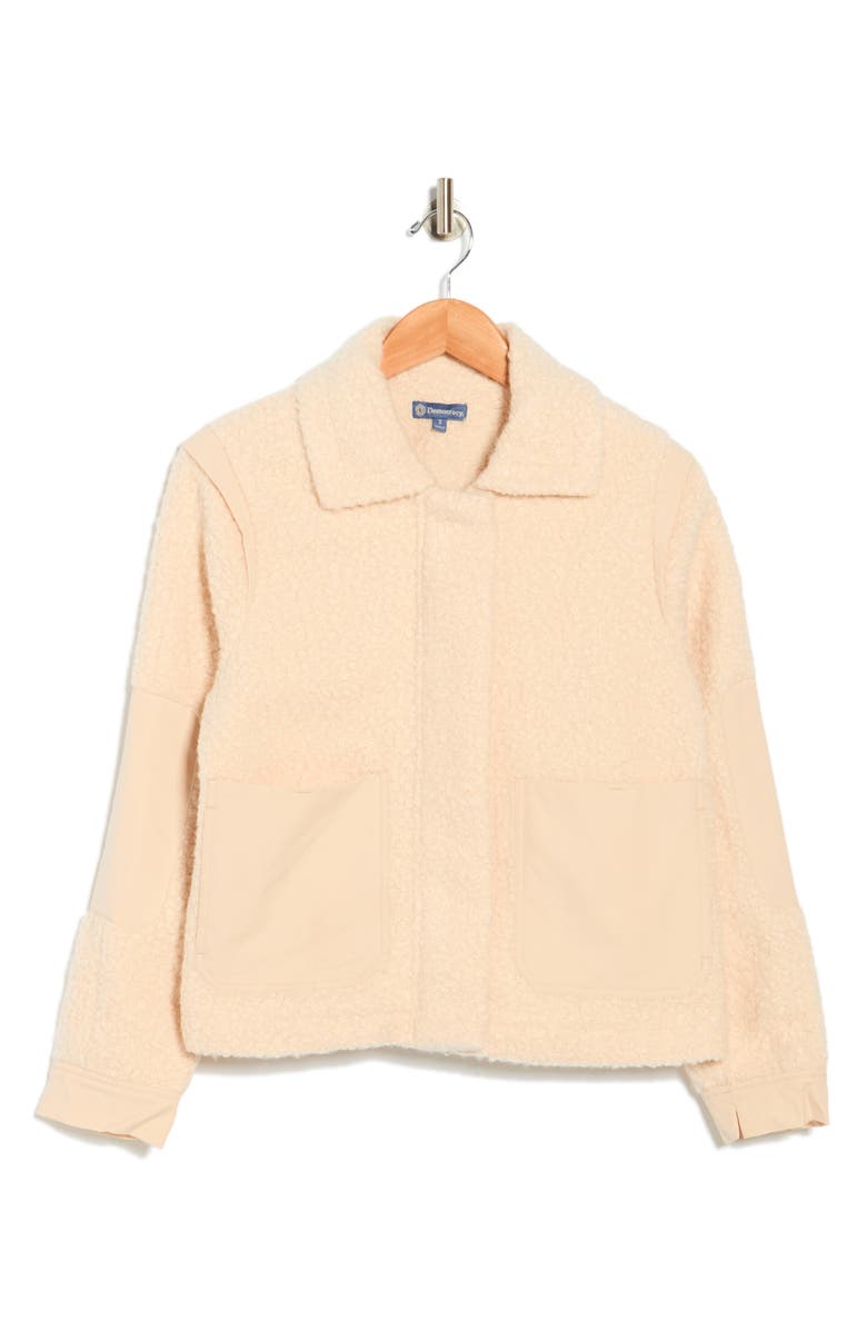 Democracy Faux Shearling Zip Front Jacket, Main, color, Blanched Almond