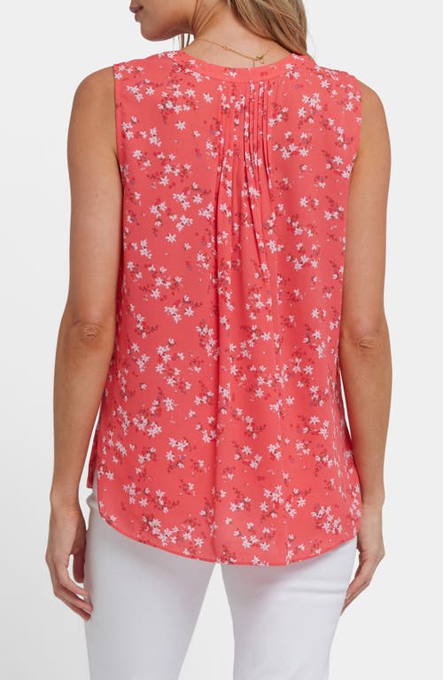 Nydj Print Pleat Back Sleeveless Split Neck Blouse