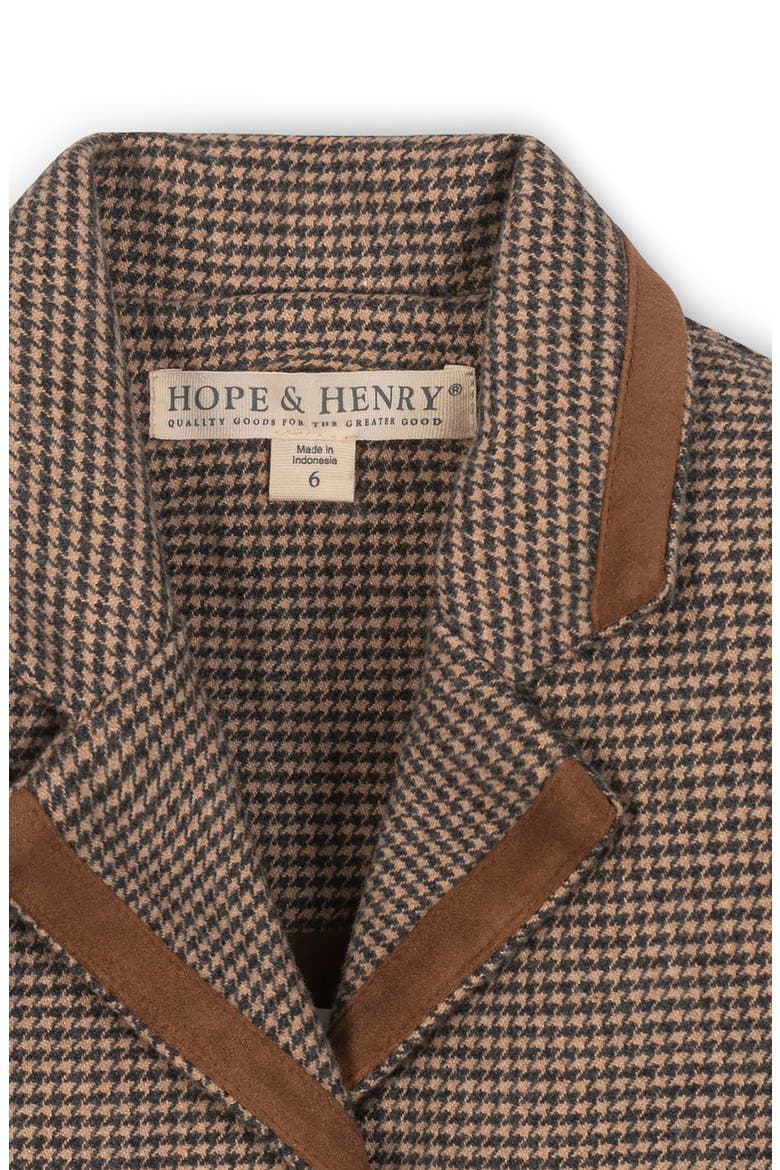 Kids' Organic Brushed Cotton Dress Blazer, Alternate, color, Camel Houndstooth