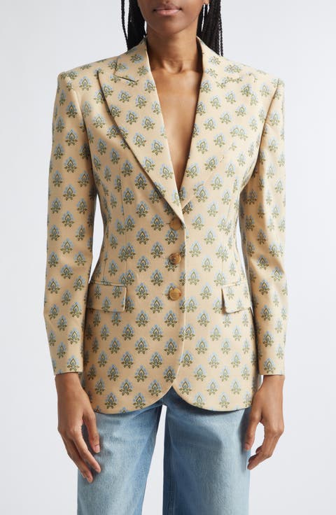 Foulard Print Stretch Wool & Cotton Jacket
