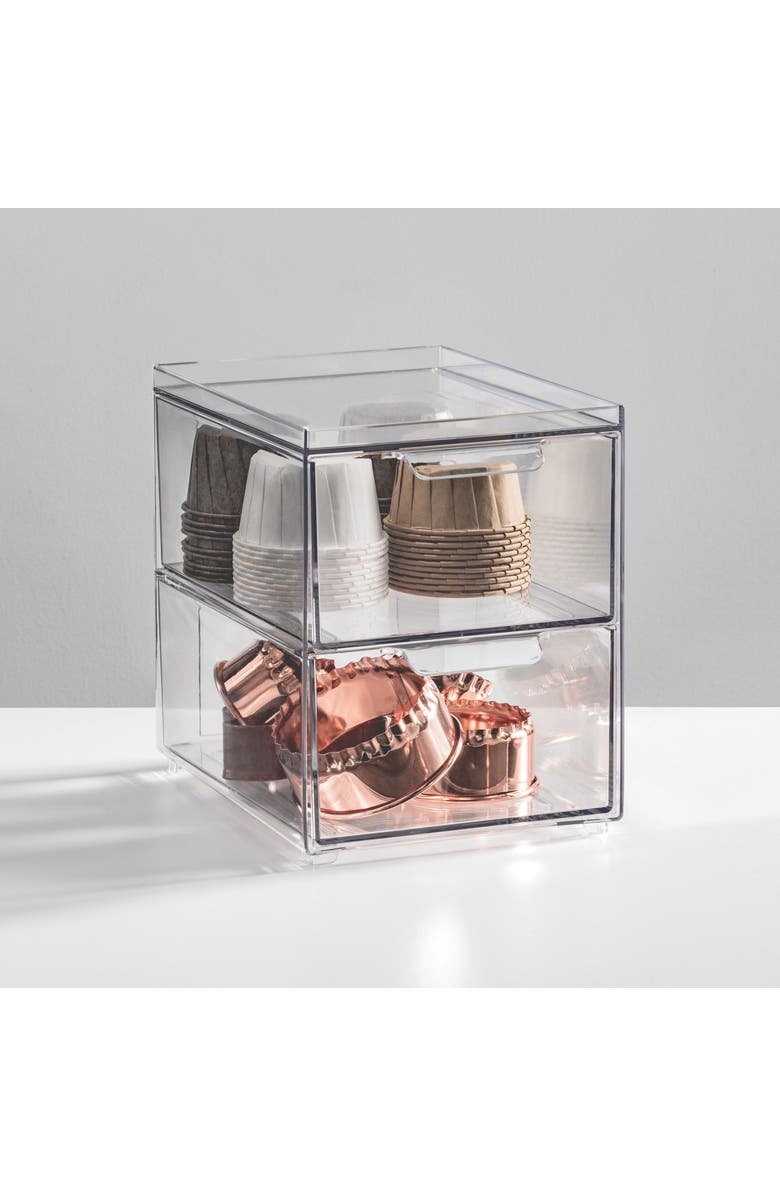 mDesign 2-Drawer Stackable Organizer - Clear, Alternate, color, Clear