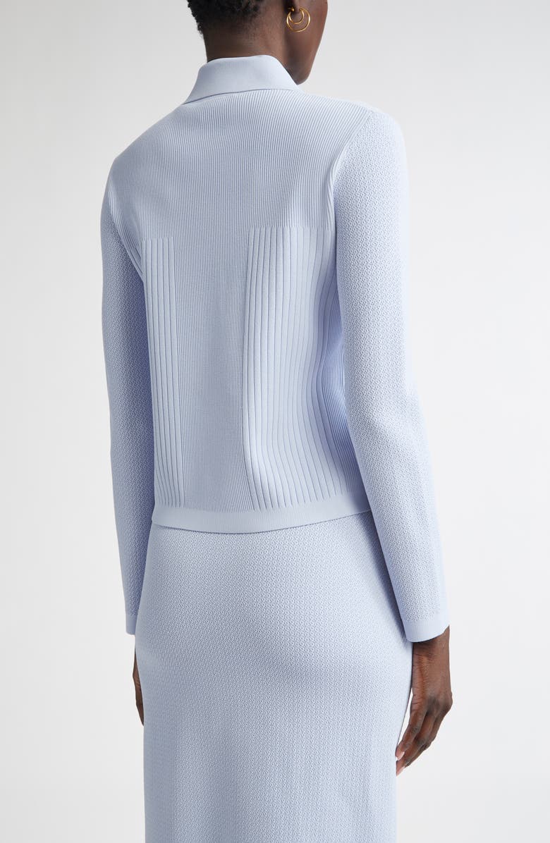 ST. JOHN Mixed Stitch Flatback Rib Jacket, Alternate, color, Blue Lagoon