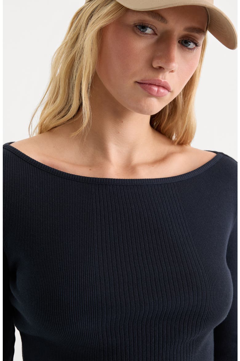 Variegated Rib Long Sleeve T-Shirt, Alternate, color, NEW NAVY