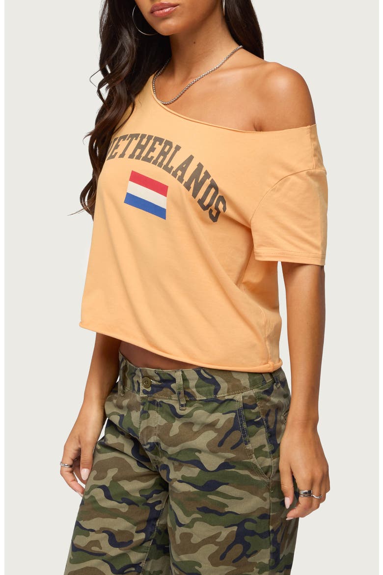 Netherlands Off the Shoulder T-Shirt, Alternate, color, ORANGE