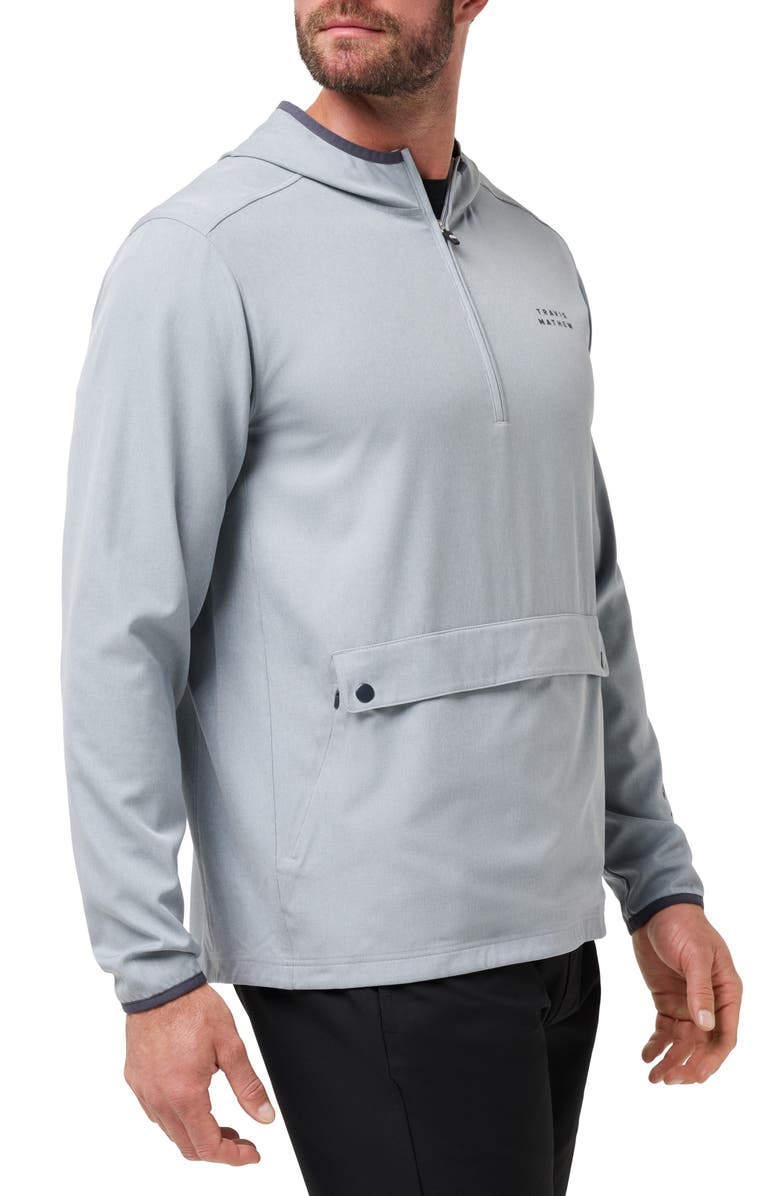 TravisMathew Out of Pocket Quarter Zip Hoodie, Alternate, color, Heather Light Grey