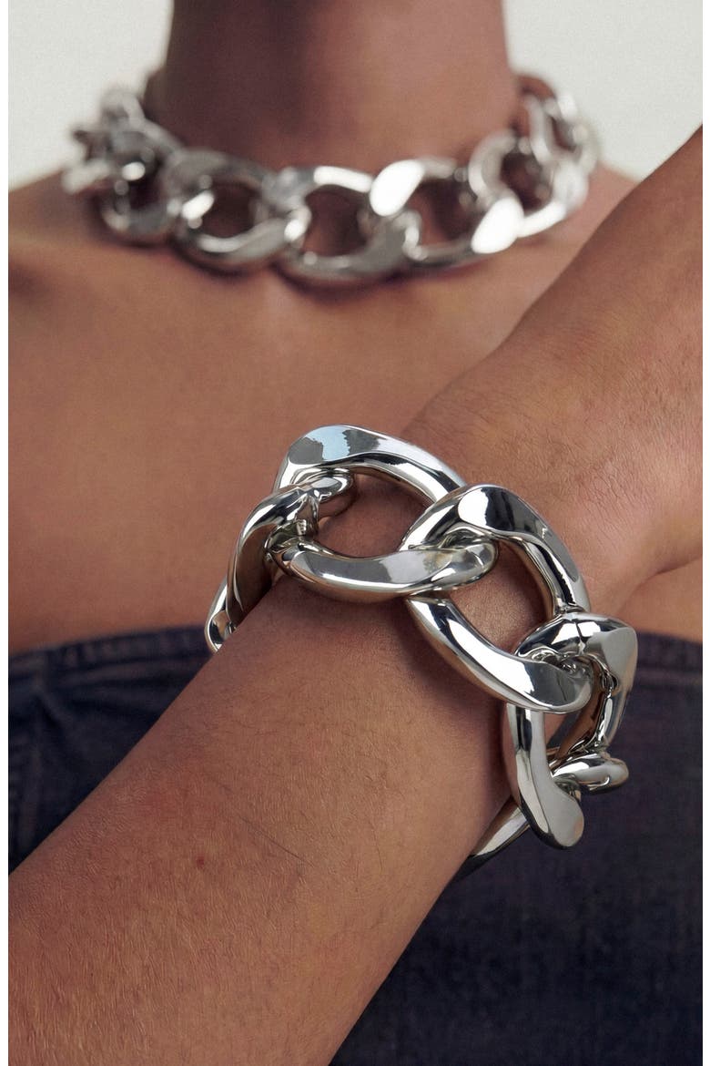 Chunky Curb Chain Bracelet, Alternate, color, SILVER