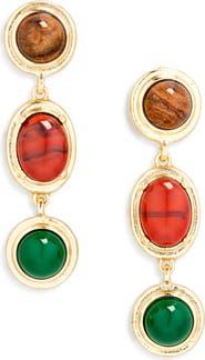 Tasha Cabochon Triple Drop Earrings