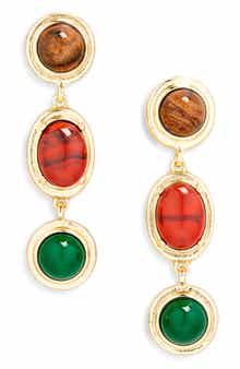 Tasha Cabochon Triple Drop Earrings