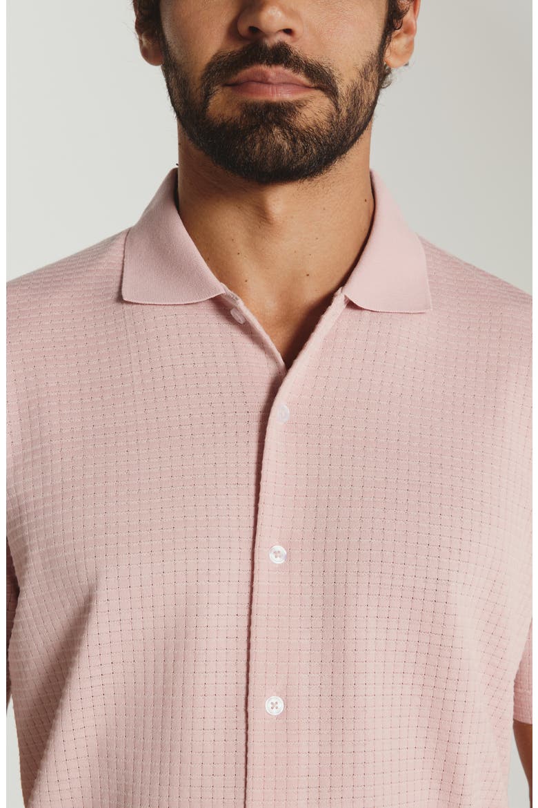 Landry Waffle Knit Short Sleeve Button-Up Shirt, Alternate, color, QUARTZ