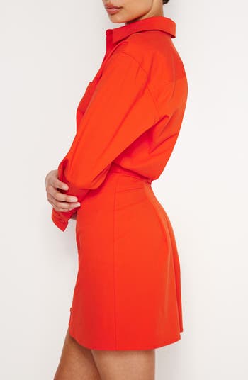 Stretch Cotton Poplin Long Sleeve Shirtdress