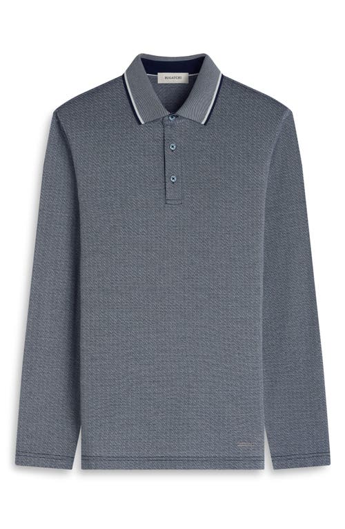 Bugatchi Mercerized Cotton Long Sleeve Polo In Blue