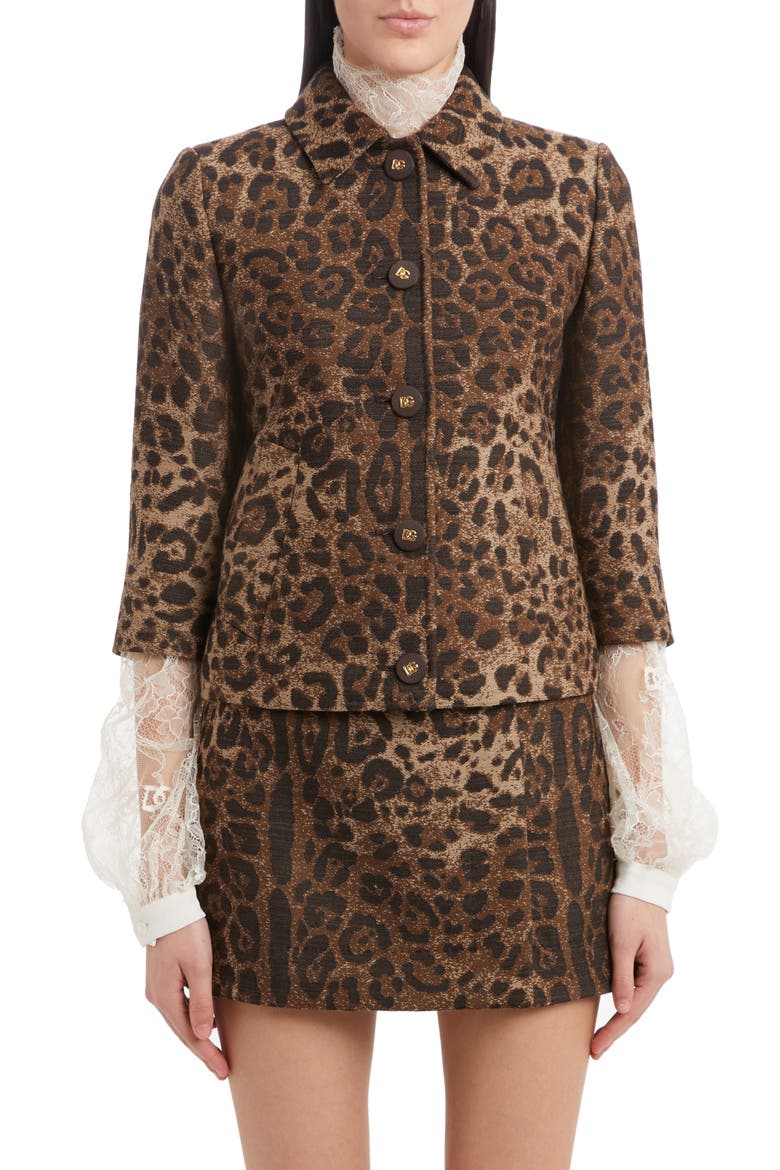 Leopard Print Jacquard Crop Jacket, Alternate, color, PRINT LEO