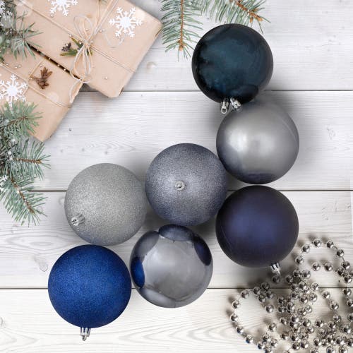Northlight Shatterproof 3-finish Christmas Ball Ornaments In Blue