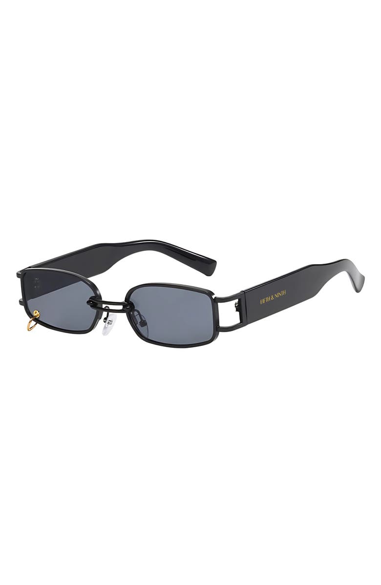 Fifth & Ninth Inez 55mm Rectangular Sunglasses, Alternate, color, Black/ Black